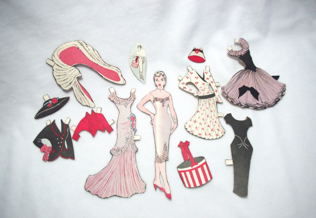 Vintage Paper Doll / Clothes 1950s Doll & Outfits Pink Etsy