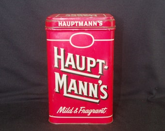 Vintage Cigar Tin: 1960's Hauptmann's "Mild & Fragrant" Square Cigar Tin