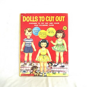 Vintage Paper Dolls: UNCUT 1957 &quot;Dolls To Cut Out / Costumes to Cut Out and Color Plus Patterned Paper&quot; Treasure Books