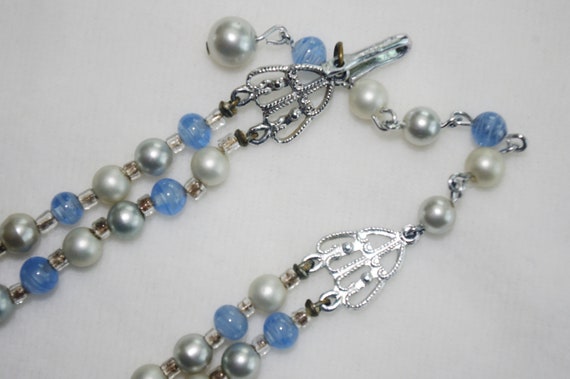 Vintage Beaded Choker / Necklace: Two-Strand Blue… - image 3