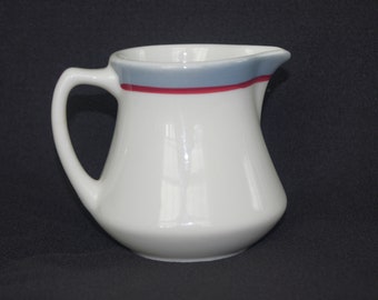 Vaisselle de restaurant vintage Ironstone / Crémier individuel / Sirop : « Chine de Syracuse » Blanc avec rayures grises et marron