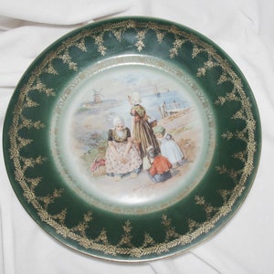 Vintage Porcelain Plate: Antique Hutschenreuther, Royal Vienna, Dutch Family at Water's Edge, Beehive Mark