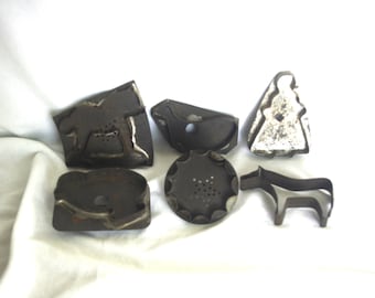 CHOICE - Vintage / Antique Cookie Cutters: Soldered Tin, Early 1900s - Horse, Duck, Woman, Chick, Star