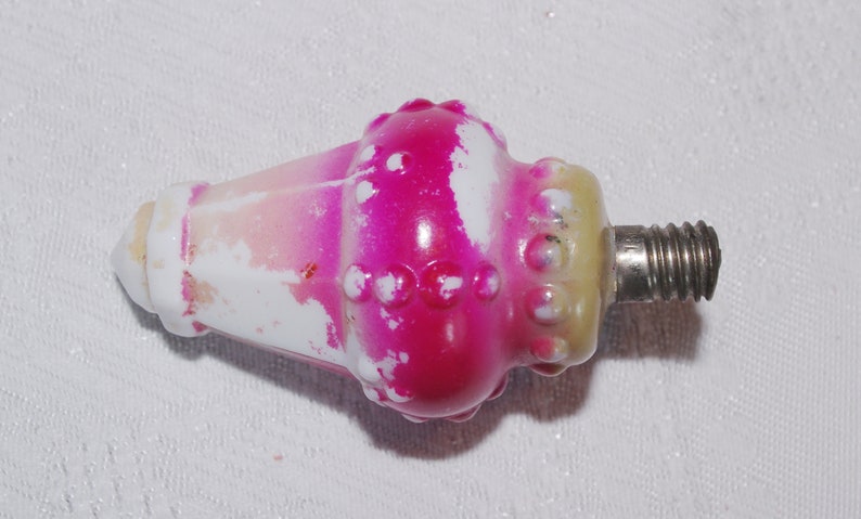 Figural Christmas Light Bulb Pink Lantern Milk Glass Made in Japan 1920s 3