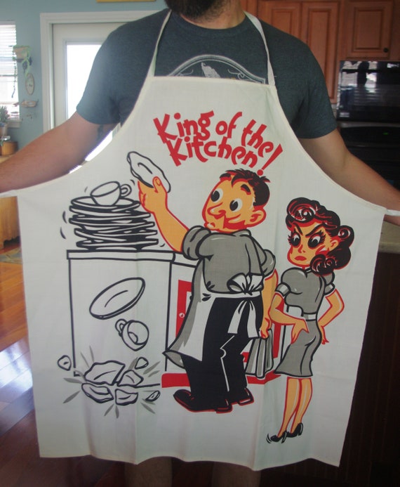 Vintage Apron Kitsch / Novelty king of the Etsy