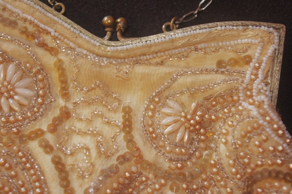 Vintage Evening Bag 1920s Beaded Embroidered w/ P… - image 4