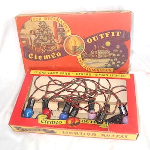Vintage Christmas Light Set in Box: 1950s ClemCo Outfit