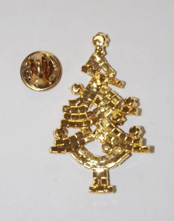 Vintage Christmas Pin / Brooch: Rhinestone Christ… - image 3