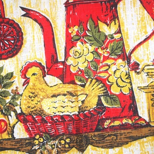 Vintage Kitchen Towel / Printed Linen Cloth / Tea Towel: Hen