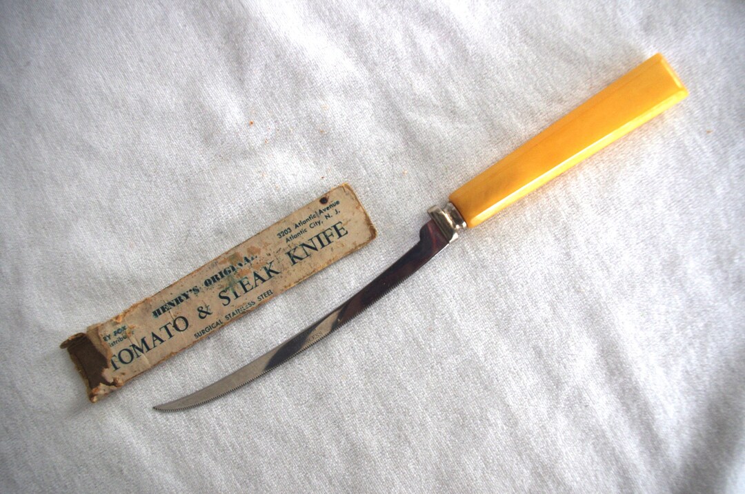 Vintage Knife henry's Tomato & Steak Knife Butterscotch Bakelite