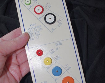 Vintage Button Card: Salesman Sample "Banner" Round Plastic Shank Buttons Different Sizes & Colors 1940s
