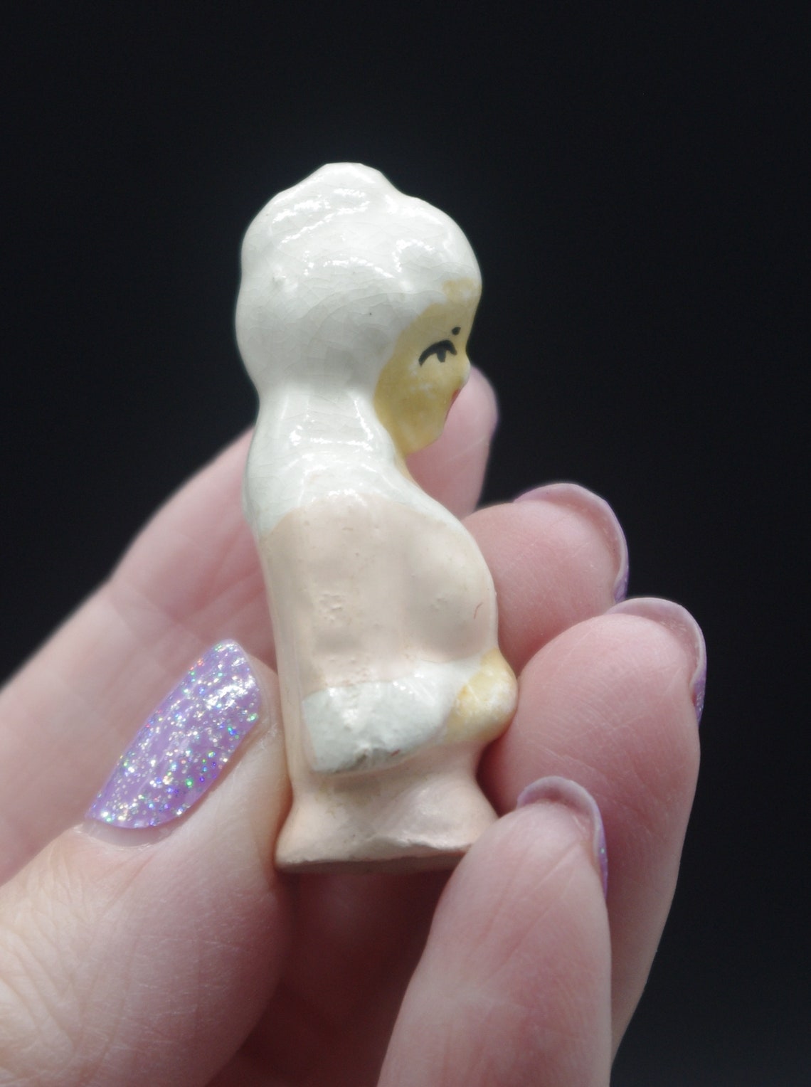 Vintage Bisque Half Doll Tiny Colonial Girl With Pink Dress & Etsy