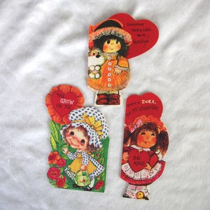 3 Saint-Valentin vintage : INUTILISÉS, petites filles, années 1970
