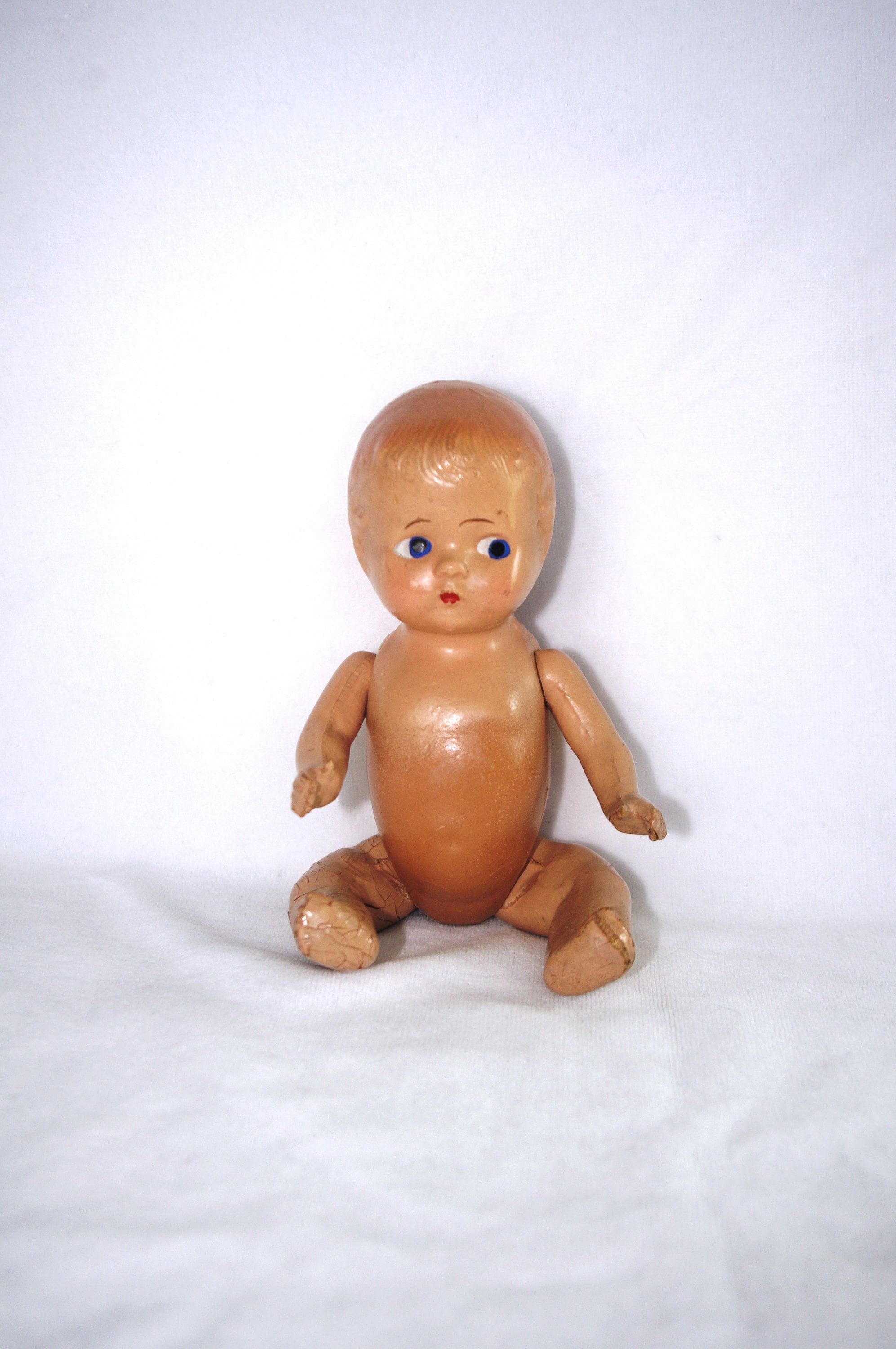 Small Vintage Soft Plastic/rubber Kleeware Sitting Baby Doll 1950s