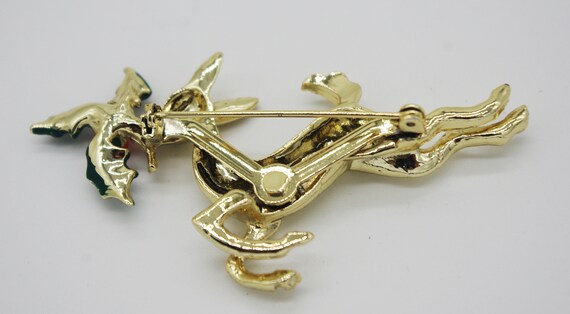 Vintage Christmas Pin / Brooch: Reindeer with Hol… - image 3