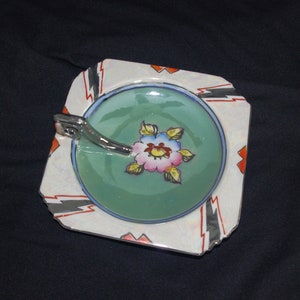 Vintage Windelschale / Trinket / Snackschale: Lustreware / Lusterware, Tashiro Shoten / TA / Japan, handbemalt mit Silberverzierung, 1930er Jahre