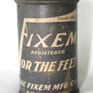 Vintage Cardboard & Tin Shaker: Rare &quot;Fixem For the Feet / Detroit, Mich.&quot;  Powder Canister