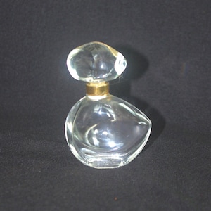 Vintage Small Perfume Bottle: Clear, Free Form w/ Glass Stopper, Bottle Made in France, 3.5&quot;