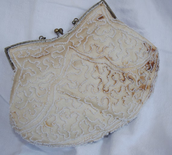 Vintage Evening Bag 1920s Beaded Embroidered w/ P… - image 6