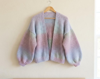 Fledermausärmelpullover, Dolmanärmel-Cardigan, kuscheliger Fledermausärmelpullover, Häkelanleitung für einen Wolken-Cardigan, Moosstich-Cardigan