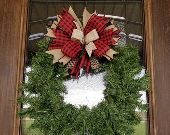 buffalo plaid christmas wreath bow rustic wedding decor rustic christmas bow handmade bow christmas tree topper - Rustic Plaid Christmas Decor buffalo plaid christmas wreath bow rustic wedding decor rustic christmas bow handmade bow christmas tree topper - Rustic Plaid Christmas Decor