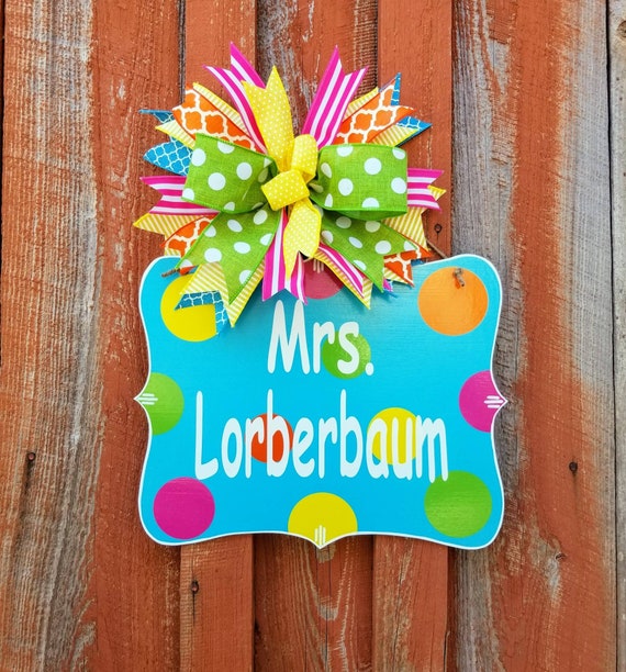 Personalized Teachers Door Sign Custom Colors School Decor Etsy