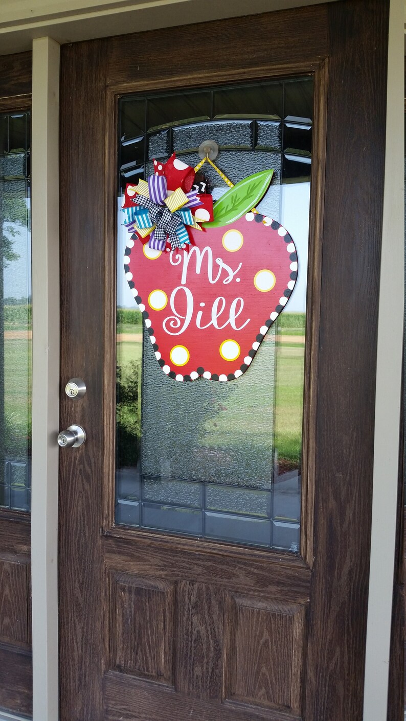 Personalized Teacher Apple Door Hanger Teacher Appreciation Etsy