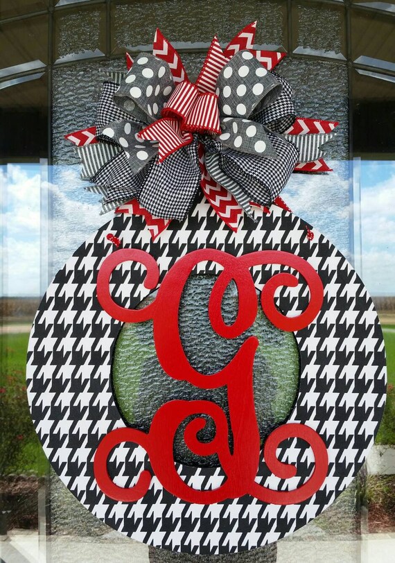 Alabama Door Hanger Houndstooth Wreath Personalized Door Wreath
