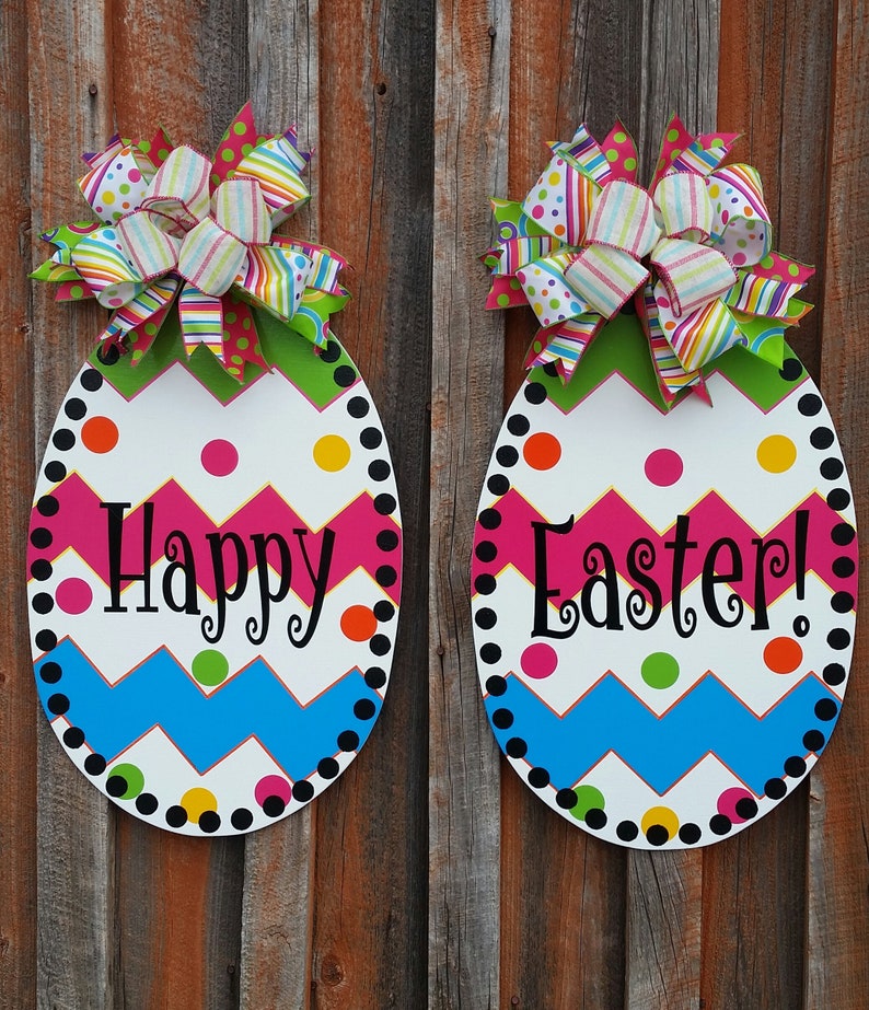 Happy Easter Door Hanger Double Door Spring Decor Easter Etsy