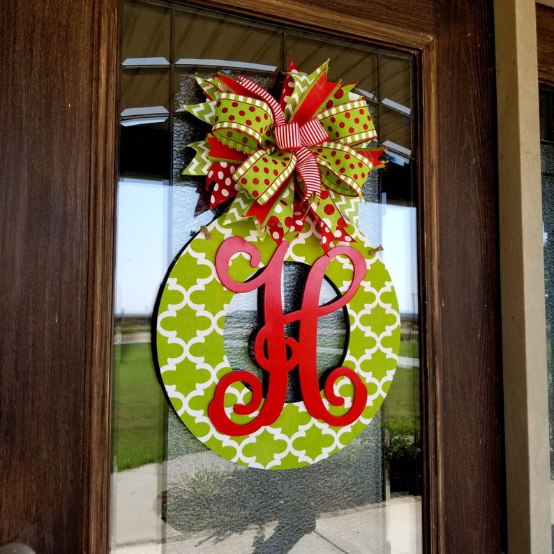 Christmas Wreath Monogrammed Front Door Wreath Custom - Etsy