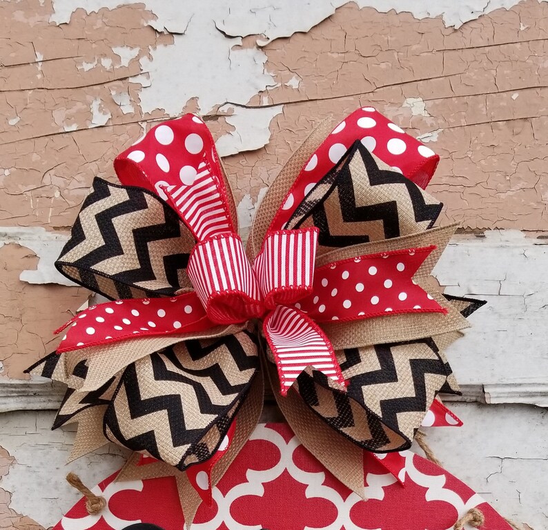 Red and Black Custom Handmade Bow Replacement Bow for Wreaths Etsy