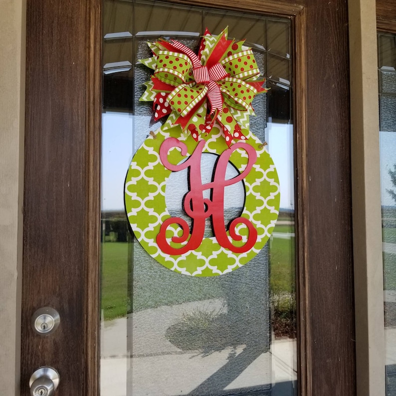 Christmas Wreath Monogrammed Front Door Wreath Custom - Etsy