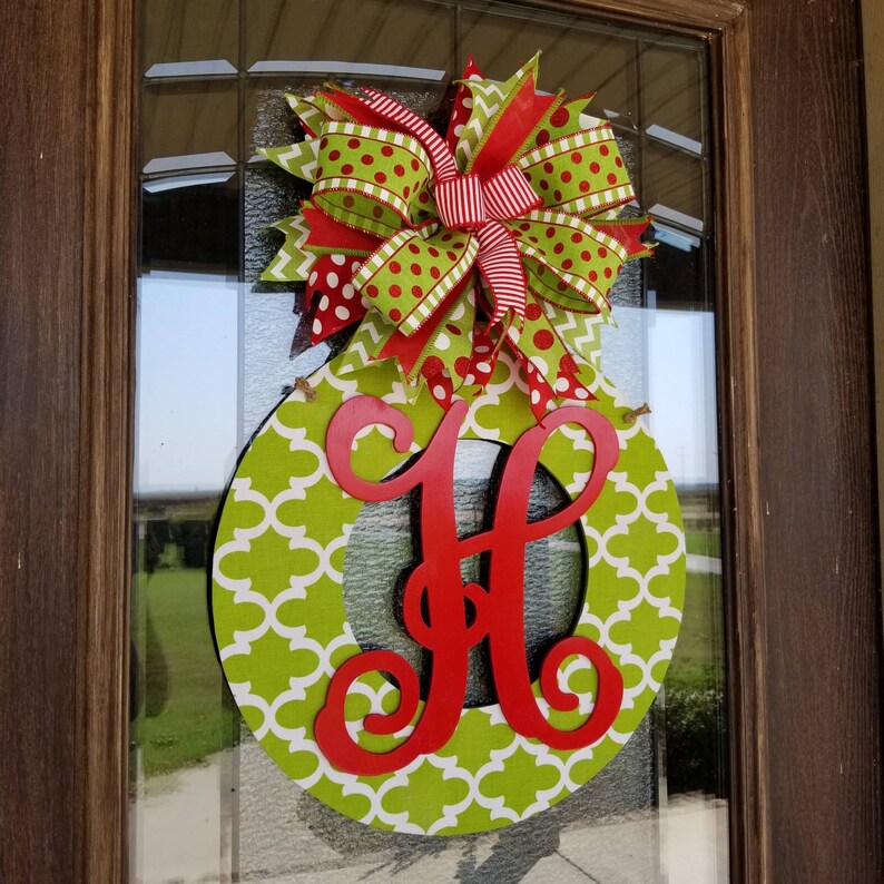 Christmas Wreath Monogrammed Front Door Wreath Custom - Etsy