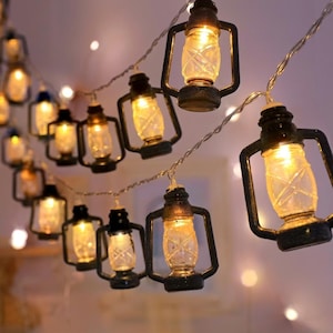 Lantern String Lights 80 LED Lights Vintage Christmas Halloween Decorative String Lights, Battery Operated Christmas Lights