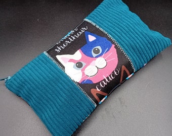Velvet and cat fabric pouch