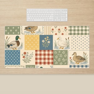 Tappetino da scrivania con motivo a patchwork di anatre selvatiche, decorazione per ufficio in stile rustico