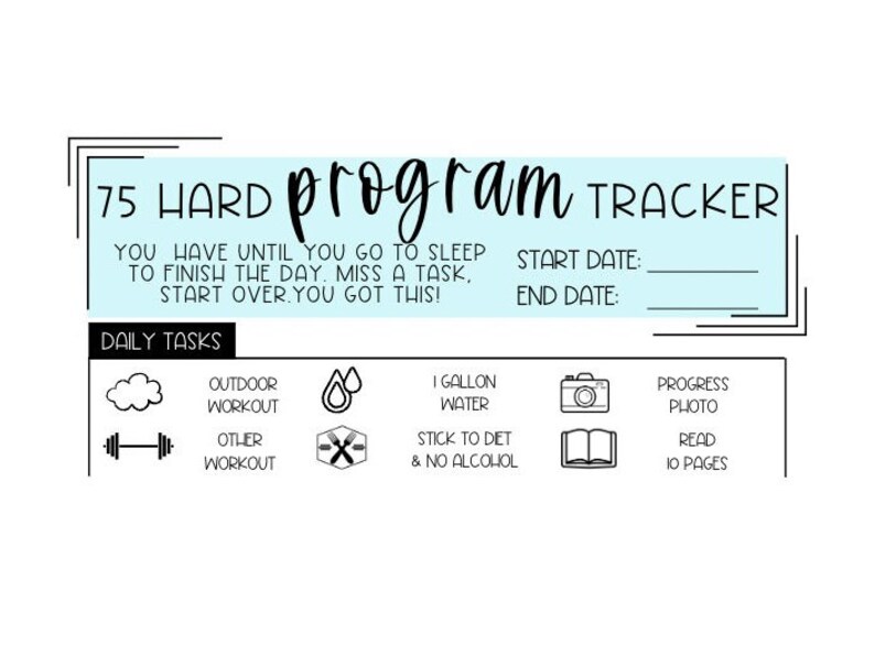 75 hard program template pdf png editable canva template etsy