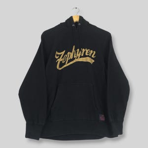 Vintage Zephyren Pullover Hoodie Medium Japanese Streetwear Black Gold Script Sweatshirt Y2K J-Rock Punk Heavyweight Skater Hoodie Size M