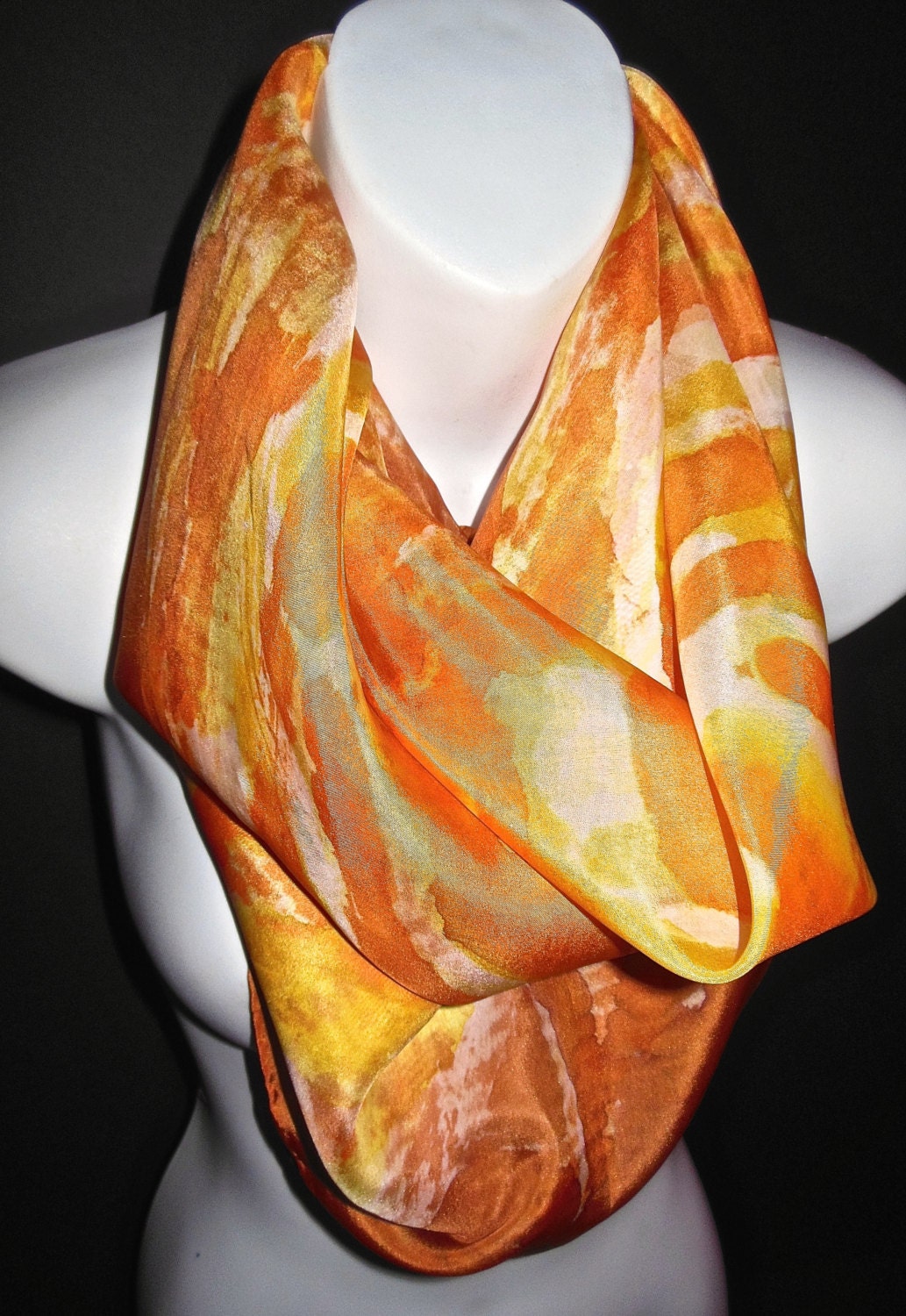 Creamy Orange SILK SCARF. Hand Painted Silk Scarf by NYC Etsy