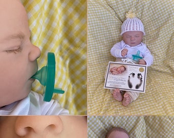 Ready to ship, OPEN MOUTH reborn doll, Realborn Chase asleep, Baby boy, Therapy doll, newborn photo prop