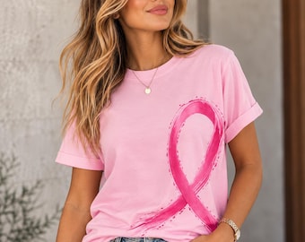 T-shirt Rose d'octobre | T-shirt Ruban rose pour la sensibilisation au cancer du sein