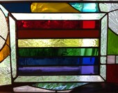 Equality Pride Rainbow Contemporary Stained Glass Panel Transom Window
