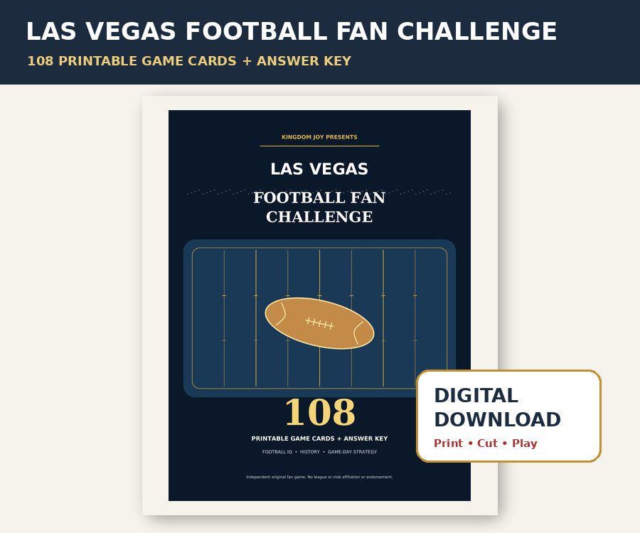 Las Vegas Football Fan Challenge | 108 Printable Game Cards (Digital Download) cover