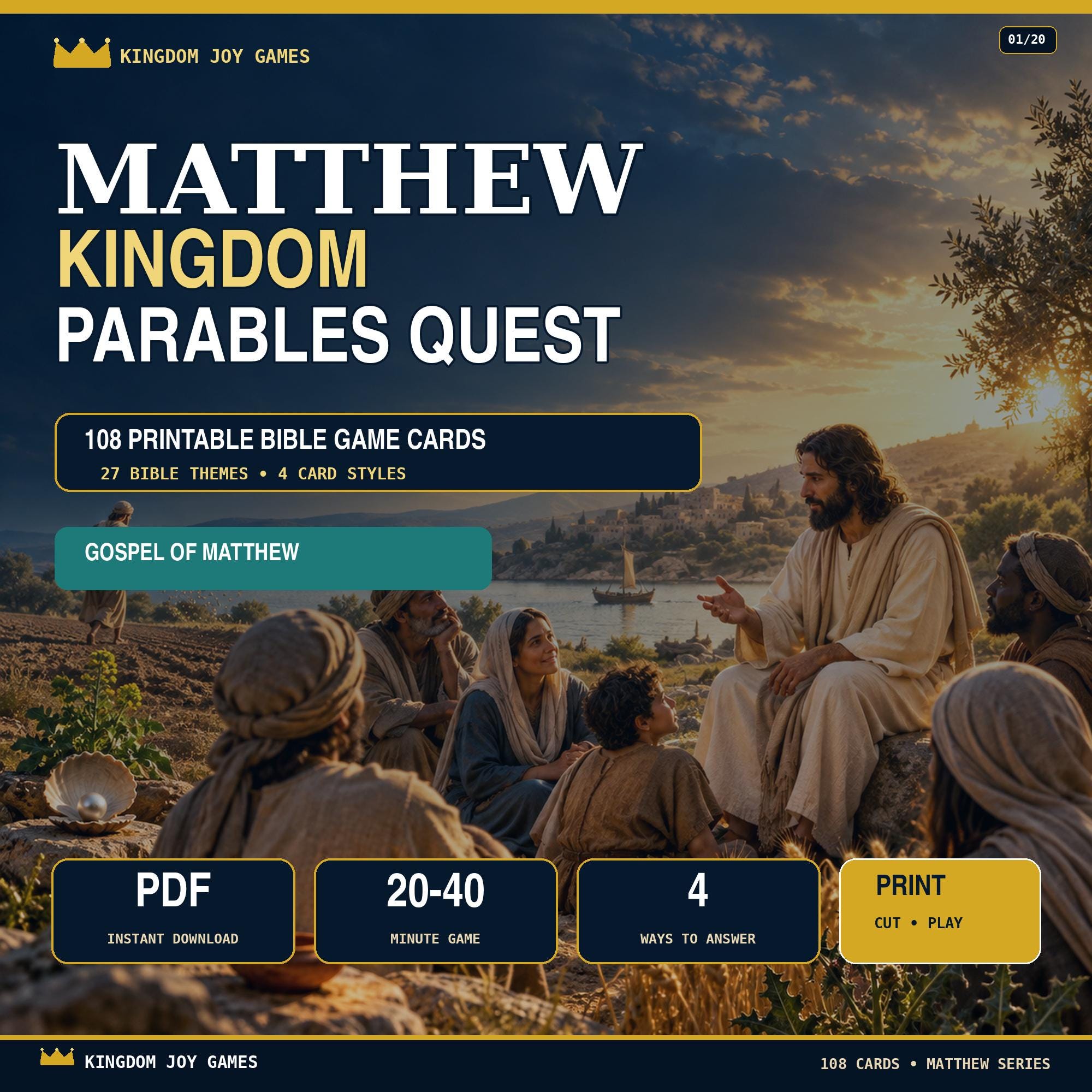 Matthew Parables Quest Bible Game | Printable Christian Activity (Digital Download) cover