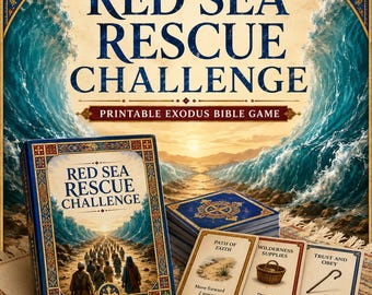 Juego bíblico de rescate en el Mar Rojo, juego familiar cristiano imprimible sobre el Éxodo, descarga digital.