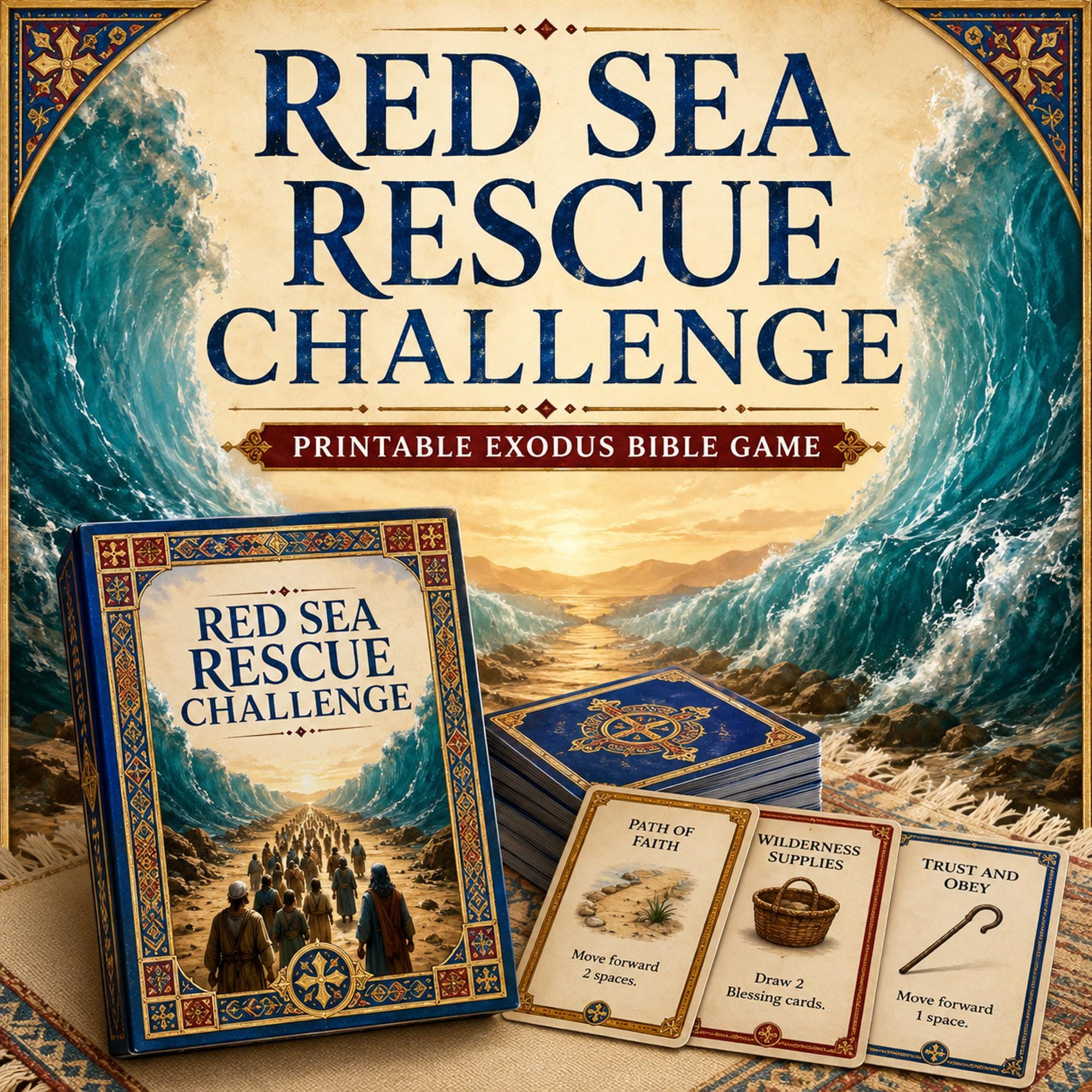 Red Sea Rescue Bible Game, Exodus Printable Christian Family Game, Digital Download cover