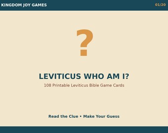 Juego bíblico "¿Quién soy yo?" de Levítico, 108 tarjetas imprimibles (descarga digital)