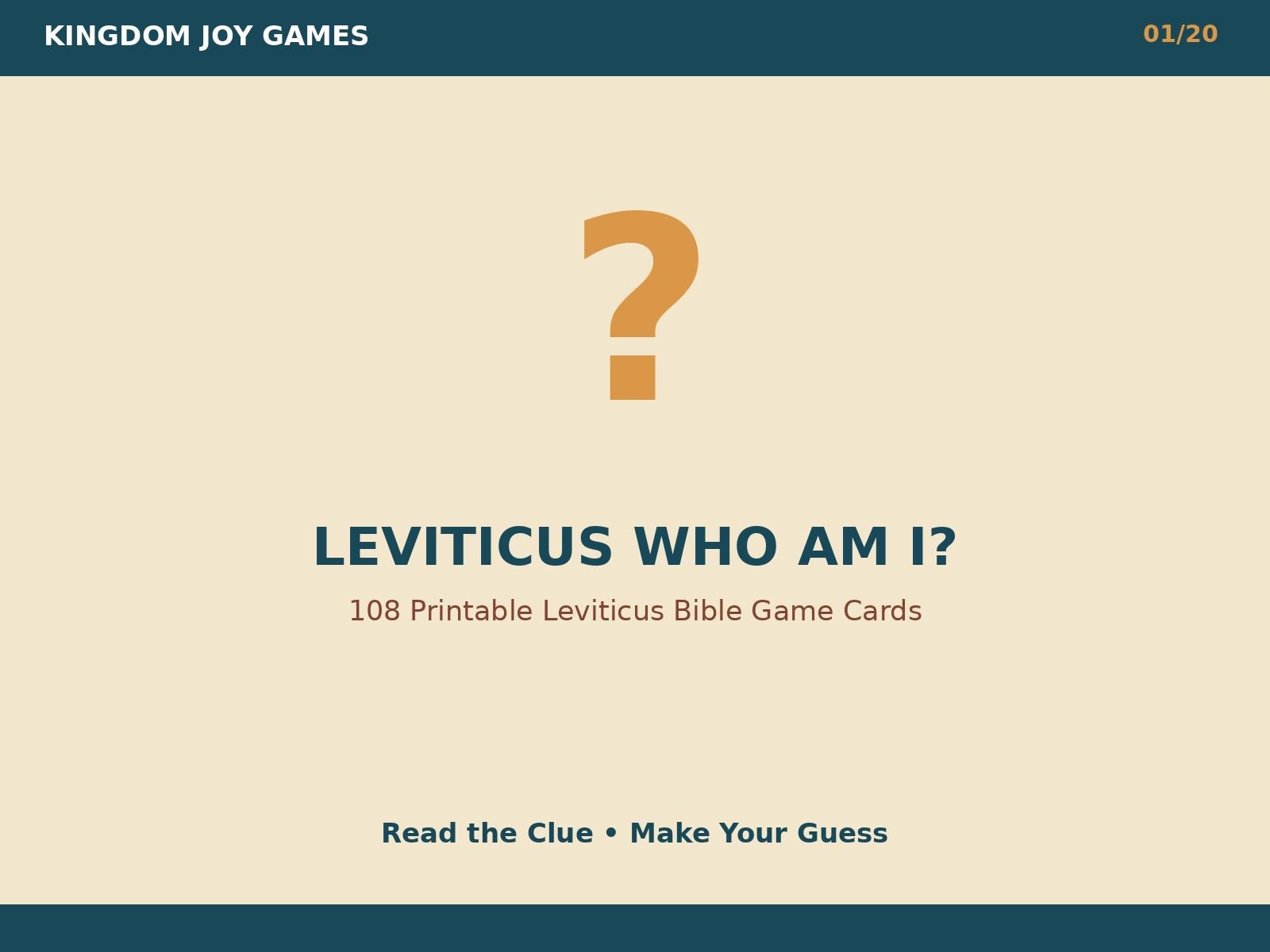 Leviticus Who Am I? Bible Game, 108 Printable Cards (Digital Download) cover