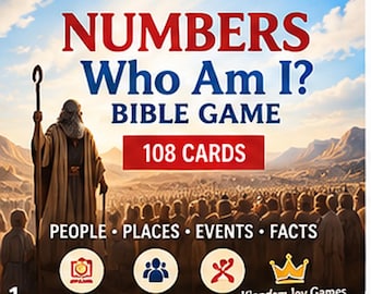 Numbers Who Am I Bible Game, 108 Cards, Printable Christian Family Church Youth Game, Digital Download