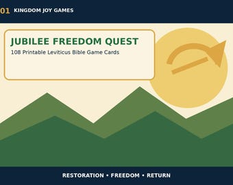 Juego bíblico Jubilee Freedom Quest, 108 tarjetas imprimibles de Levítico, juego cristiano para la escuela dominical familiar, descarga digital.